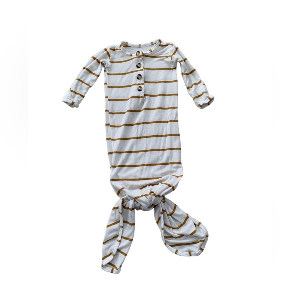 Lou Lou & Company Newborn Cream Striped Knotted Sleeper Gown